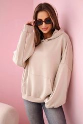 Bluza z kapturem masełko beżowa. Brązowe bluzy KESI, l, bez wzorów, z elastanu, z kapturem. Za 204.91 zł.