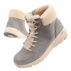 Buty zimowe sportowe damskie Skechers Glacial Ultra-Woodlands. Szare obuwie sportowe Skechers, na zimę, ze skóry, bez zapięcia, trekkingowe, Skechers Sport. Za 249.00 zł.