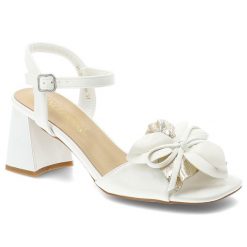 Sandały damskie Vinceza, cholewka ze skóry ekologicznej odkryty przód elegancki fason na stabilnym obcasie, białe, 20283. Białe sandały VINCEZA, bez wzorów, ze skóry ekologicznej, eleganckie, bez obcasa, bez zapięcia. Za 139.00 zł.