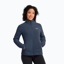 Bluza polarowa damska Jack Wolfskin Taunus 100 Full Zip. Niebieskie bluzy Jack Wolfskin, s, bez wzorów, z materiału, bez kaptura. Za 239.99 zł.