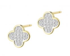 Kolczyki z żółtego złota z diamentami - 0,06 ct - próba 585. Żółte kolczyki Apart, z diamentem, złote. Za 2,190.00 zł.