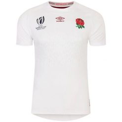 Koszulka domowa mistrzostw świata 2023 Angleterre. Białe bluzki RUGBY WORLD CUP 2023, m, bez wzorów, młodzieżowe, bez kołnierzyka, bez ramiączek. Za 504.00 zł.