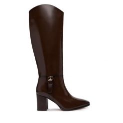 Kozaki LAUREN RALPH LAUREN. Brązowe kozaki Lauren Ralph Lauren, bez obcasa, na słupku, bez zapięcia. Za 1,599.00 zł.