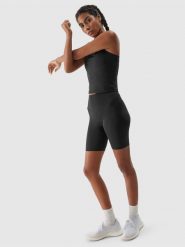 4F Legginsy kolarki treningowe z materiału z recyklingu damskie - czarne XS. Czarne legginsy 4f, l, bez wzorów, z dzianiny, z podwyższonym stanem, do biegania. Za 49.99 zł.