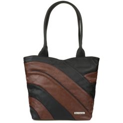 Shopperka skórzana Beltimore L38 czarno-brązowa. Brązowe shopper bez wzorów, ze skóry, na ramię, duże, bez dodatków. Za 208.99 zł.