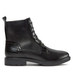 Botki Marco Tozzi. Czarne botki Marco Tozzi, bez wzorów, bez obcasa, na płaskiej podeszwie, bez zapięcia. Za 399.99 zł.
