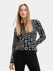 Desigual Sweter 23WWJF52 Czarny Slim Fit. Czarne swetry Desigual, s, bez wzorów, z wiskozy, bez ramiączek. Za 379.99 zł.