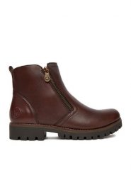 Rieker Botki CEO-78556-27 Beżowy. Brązowe botki Rieker, bez wzorów, ze skóry, bez obcasa, na płaskiej podeszwie, bez zapięcia. Za 429.99 zł.