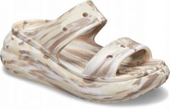Klapki Dla Dorosłych Crocs Classic Crush Marbled. Brązowe klapki Crocs, bez wzorów, z materiału, bez obcasa. Za 129.99 zł.