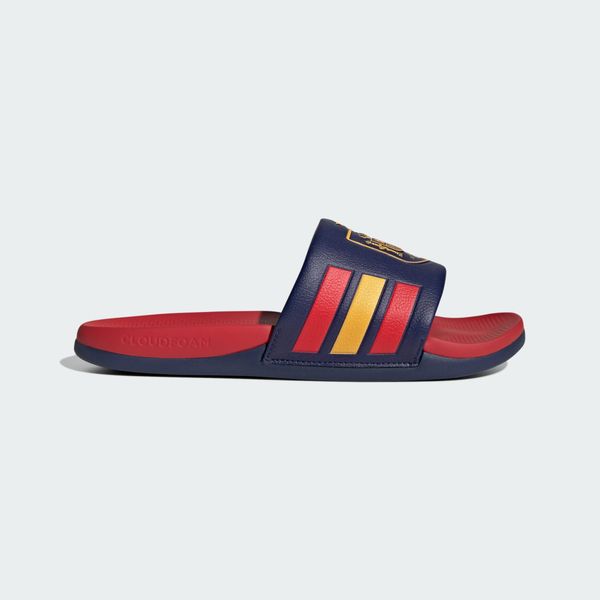 Klapki Adilette Comfort 2.0 Hiszpania. Czerwone klapki Adidas, bez wzorów, z materiału, bez obcasa. Za 219.00 zł.