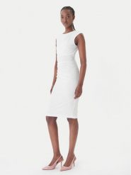 Rinascimento Sukienka koktajlowa CFC0127683003 Biały Slim Fit. Białe sukienki Rinascimento, xs, bez wzorów, z syntetyku, wizytowe, bez kołnierzyka, bez ramiączek. Za 449.99 zł.