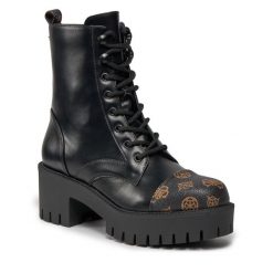 Botki Guess. Czarne botki Guess, z aplikacjami, bez obcasa, na słupku, bez zapięcia. Za 849.99 zł.