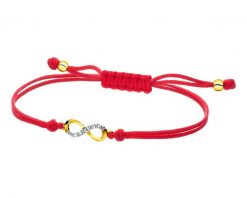 Bransoletka z elementami żółtego złota i diamentem - nieskończoność - 0,004 ct - próba 375. Żółte bransoletki Apart, z diamentem, złote. Za 559.00 zł.