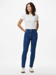 Pieces Dżinsy "Pcbella" - Tapered fit - w kolorze niebieskim rozmiar: W31/L32. Niebieskie jeansy Pieces, l, z aplikacjami, z podwyższonym stanem. Za 95.95 zł.