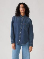 Levi's Koszula dżinsowa "Harlie Boyfriend" w kolorze niebieskim rozmiar: S. Niebieskie koszule Levi's®, s, bez wzorów, z bawełny, bez kołnierzyka, bez ramiączek. Za 132.67 zł.