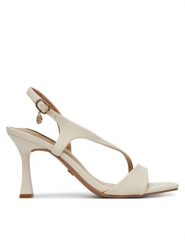Nine West Sandały SXH1374-20 Beżowy. Brązowe sandały Nine West, bez wzorów, z materiału, bez obcasa, na szpilce, bez zapięcia. Za 229.99 zł.