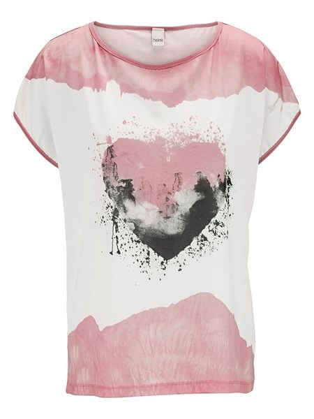 Heine Koszulka w kolorze jasnoróżowo-białym rozmiar: 42. Różowe bluzki Heine, bez wzorów, bez kołnierzyka, bez ramiączek. Za 109.95 zł.