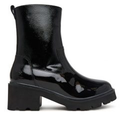 Botki Josef Seibel. Czarne botki Josef Seibel, bez wzorów, bez obcasa, na słupku, bez zapięcia. Za 489.99 zł.