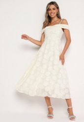 Jasnobeżowa Rozkloszowana Sukienka na Regulowanych Ramiączkach o Taliowanym Kroju Umadea. Brązowe sukienki Born2be, m, bez wzorów, eleganckie, bez kołnierzyka, bez ramiączek, midi, rozkloszowane. Za 189.99 zł.