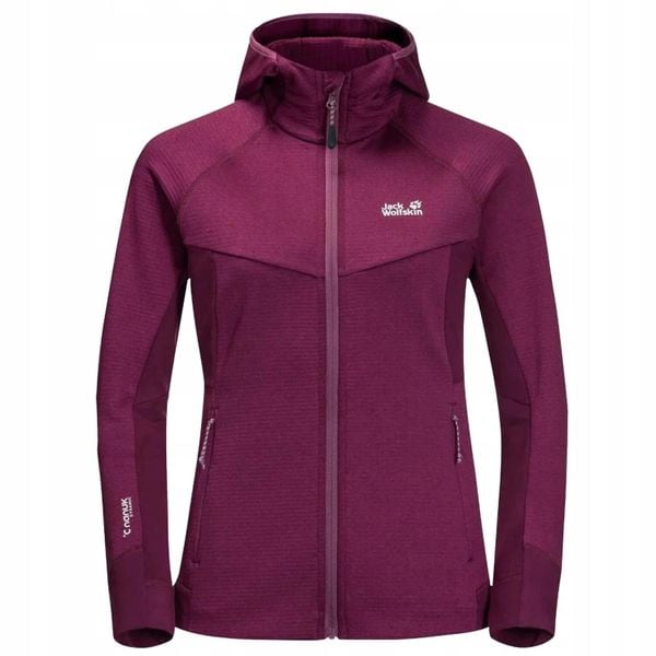 Damska Bluza Polarowa Hydro Grid. Fioletowe bluzy Jack Wolfskin, m, bez wzorów, z materiału, z kapturem. Za 556.99 zł.