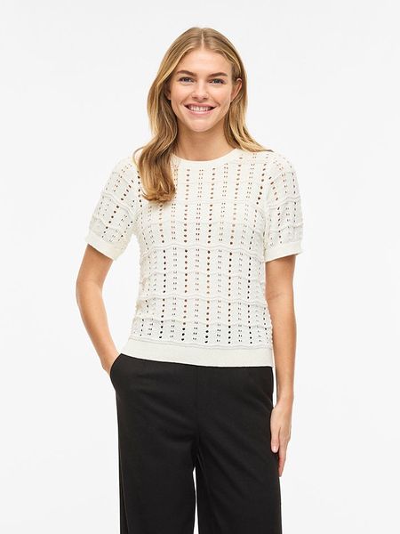 Vila Bluzka "Visidona" w kolorze białym rozmiar: XL. Białe bluzki Vila, xl, bez wzorów, z bawełny, bez kołnierzyka, bez ramiączek. Za 73.95 zł.
