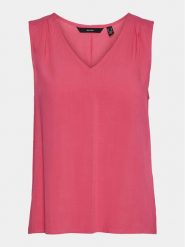 Vero Moda Bluzka Brit 10286648 Różowy Loose Fit. Czerwone bluzki Vero Moda, m, bez wzorów, z wiskozy, bez kołnierzyka, bez ramiączek. Za 89.99 zł.