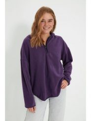 Trendyol Bluza w kolorze fioletowym rozmiar: L. Różowe bluzy Trendyol, l, bez wzorów, z kapturem. Za 65.99 zł.