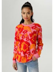 Aniston Sweter w kolorze czerwono-jasnoróżowo-pomarańczowym rozmiar: 48. Różowe swetry Aniston, bez wzorów, bez ramiączek. Za 83.22 zł.