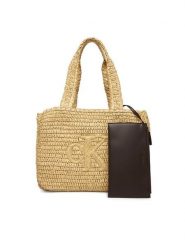 Calvin Klein Torebka Bold Ck Raffia Medium Tote LV04F3447G Brązowy. Brązowe torebki klasyczne Calvin Klein, bez wzorów, z syntetyku, bez dodatków. Za 569.99 zł.