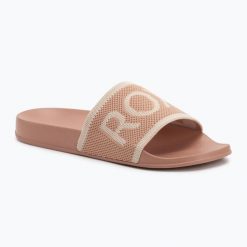 Klapki damskie ROXY Slippy Knit. Brązowe klapki Roxy, bez wzorów, bez obcasa. Za 99.99 zł.