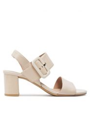 Caprice Sandały 9-28306-42 Écru. Białe sandały Caprice, bez wzorów, ze skóry, bez obcasa, na słupku, bez zapięcia. Za 229.99 zł.