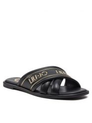 Liu Jo Klapki Irene 01 SA4069 EX014 Czarny. Czarne klapki Liu Jo, bez wzorów, ze skóry, bez obcasa. Za 419.99 zł.