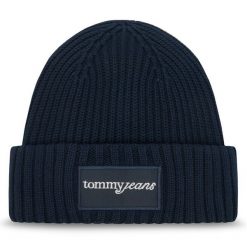 Czapka Tommy Jeans. Niebieskie czapki Tommy Jeans, bez wzorów, z jeansu. Za 199.99 zł.
