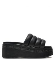 Tommy Jeans Klapki Tjw Wedge Sandal EN0EN02455 Czarny. Czarne klapki Tommy Jeans, bez wzorów, z jeansu, bez obcasa. Za 239.99 zł.