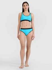 4F Dół od bikini damski - niebieski XL. Niebieskie szorty 4f, bez wzorów, z elastanu, eleganckie. Za 79.99 zł.