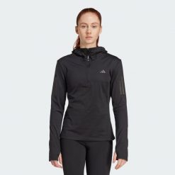 Bluza Own The Run Winterized Hooded Half-Zip. Czarne bluzy Adidas, xl, bez wzorów, z kapturem. Za 279.00 zł.