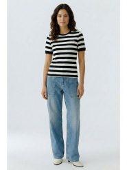 Oui Koszulka w kolorze biało-czarnym rozmiar: 36. Czarne bluzki Oui, bez wzorów, z bawełny, bez kołnierzyka, bez ramiączek. Za 165.99 zł.