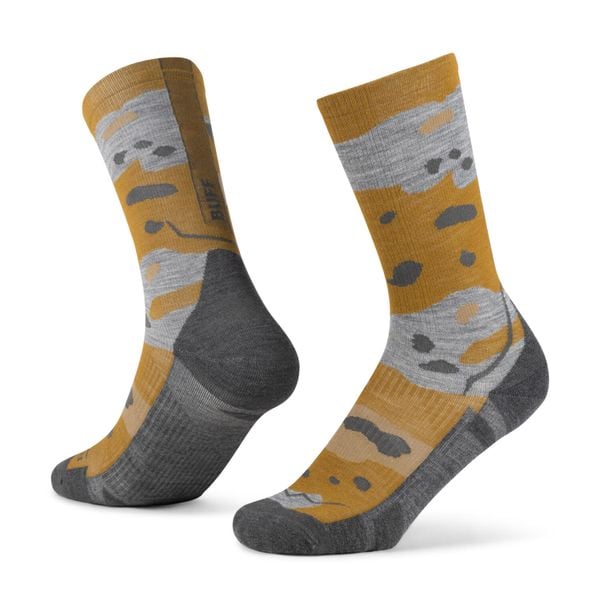 Skarpety turystyczne Buff Merino LIghtweight Crew Sock LWC2. Brązowe skarpety Buff, bez wzorów, z elastanu. Za 129.90 zł.