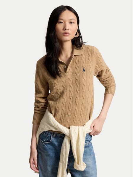 Polo Ralph Lauren Sweter 211972132002 Brązowy jasny Regular Fit. Brązowe swetry Polo Ralph Lauren, xs, bez wzorów, z wełny, bez ramiączek. Za 1,078.99 zł.