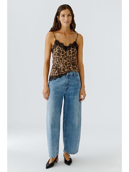 Oui Top w kolorze karmelowo-brązowym rozmiar: 44. Brązowe topy Oui, bez wzorów, z koronki, bez kołnierzyka, bez ramiączek. Za 211.31 zł.