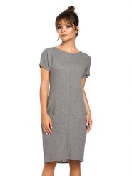 Be Wear Sukienka w kolorze szarym rozmiar: L. Szare sukienki Be Wear, na co dzień, l, bez wzorów, bez kołnierzyka, bez ramiączek, midi, proste. Za 171.68 zł.