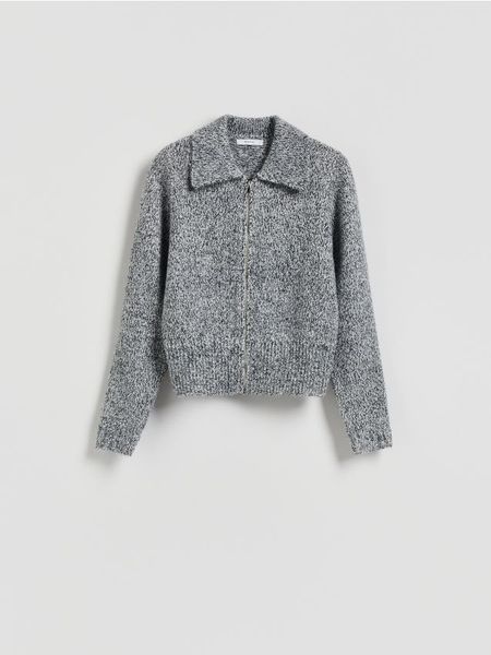 Kardigan z domieszką wełny - szary. Szare kardigany Reserved, l, bez wzorów, z dzianiny. Za 149.99 zł.