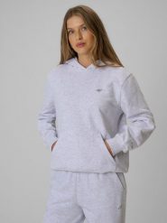 4F Bluza dresowa relaxed z kapturem damska - szara M. Szare bluzy 4f, l, bez wzorów, z bawełny, z kapturem. Za 149.99 zł.