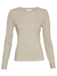 MOSS COPENHAGEN Wełniana koszulka "Nesmina" w kolorze beżowym rozmiar: M. Brązowe bluzki Moss Copenhagen, m, bez wzorów, z wełny, bez kołnierzyka, bez ramiączek. Za 113.10 zł.