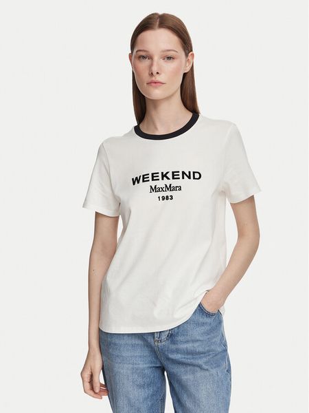 Weekend Max Mara T-Shirt Edison 2625976041 Biały Regular Fit. Białe podkłady Weekend Max Mara, m, bez wzorów, z bawełny, bez kołnierzyka, bez ramiączek. Za 444.99 zł.