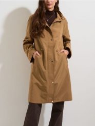 Długa parka z kapturem - beżowy. Brązowe parki Sinsay, l, z kapturem. Za 119.99 zł.