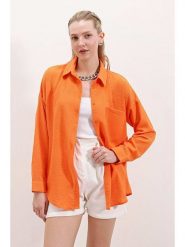 Trendyol Koszula w kolorze pomarańczowym rozmiar: 38. Pomarańczowe koszule Trendyol, bez wzorów, bez kołnierzyka, bez ramiączek. Za 60.99 zł.