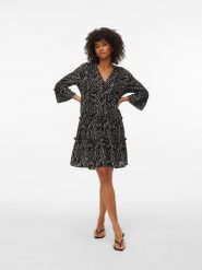 Vero Moda Sukienka w kolorze czarno-beżowym rozmiar: L. Czarne sukienki Vero Moda, l, bez wzorów, z wiskozy, bez kołnierzyka, bez ramiączek, mini. Za 87.40 zł.