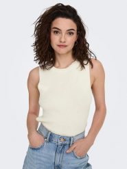 ONLY Top dzianinowy w kolorze kremowo-czarnym rozmiar: XL. Brązowe topy Only, xl, bez wzorów, z dzianiny, bez kołnierzyka, bez ramiączek. Za 63.95 zł.