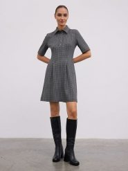BGN Sukienka w kolorze czarno-szarym rozmiar: 36. Czarne sukienki BGN, na imprezę, bez wzorów, bez kołnierzyka, bez ramiączek, midi. Za 131.12 zł.